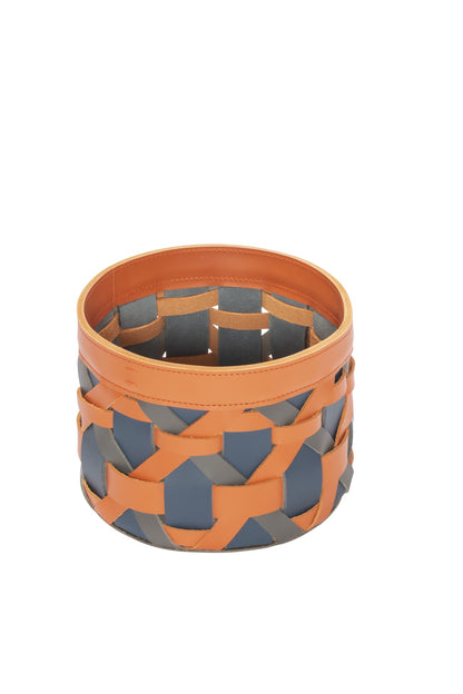 Palù Aufbewahrungskorb aus mehrfarbigem Sattelleder, rund