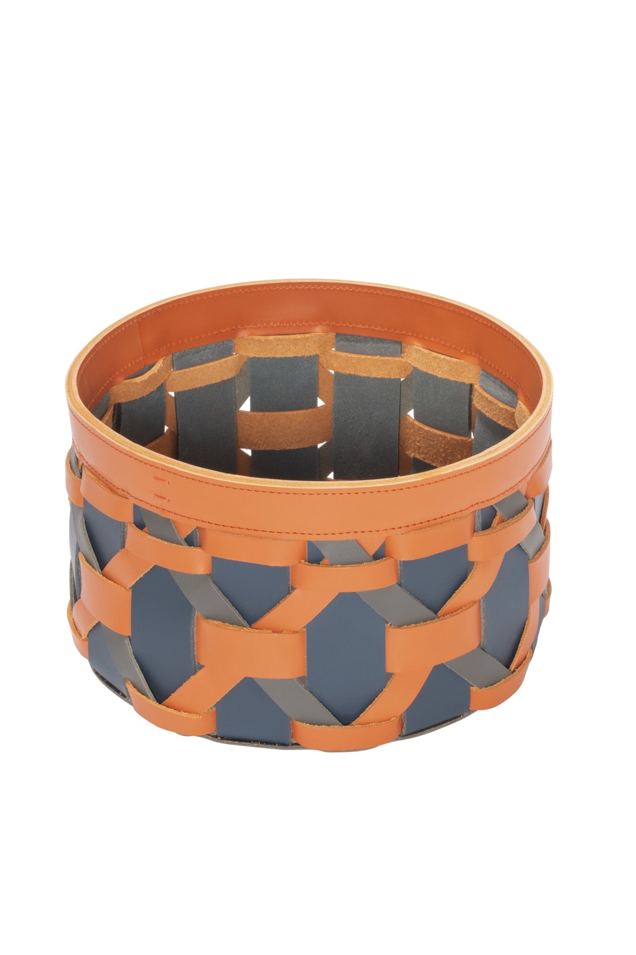 Palù Aufbewahrungskorb aus mehrfarbigem Sattelleder, rund