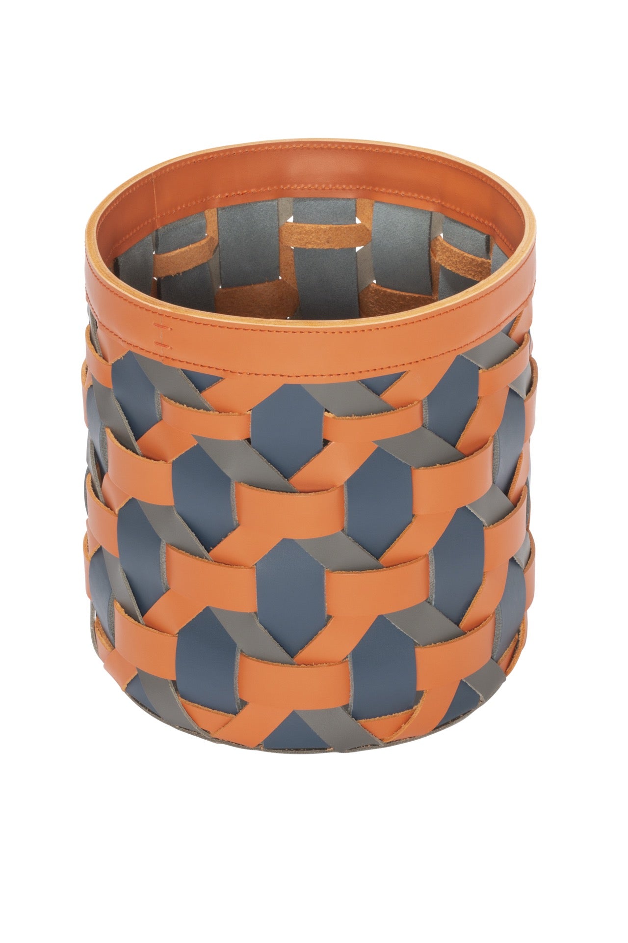 Palù Aufbewahrungskorb aus mehrfarbigem Sattelleder, rund