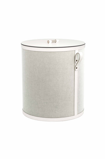 Panier Penelope en cuir régénéré, rond, extérieur en coton écru