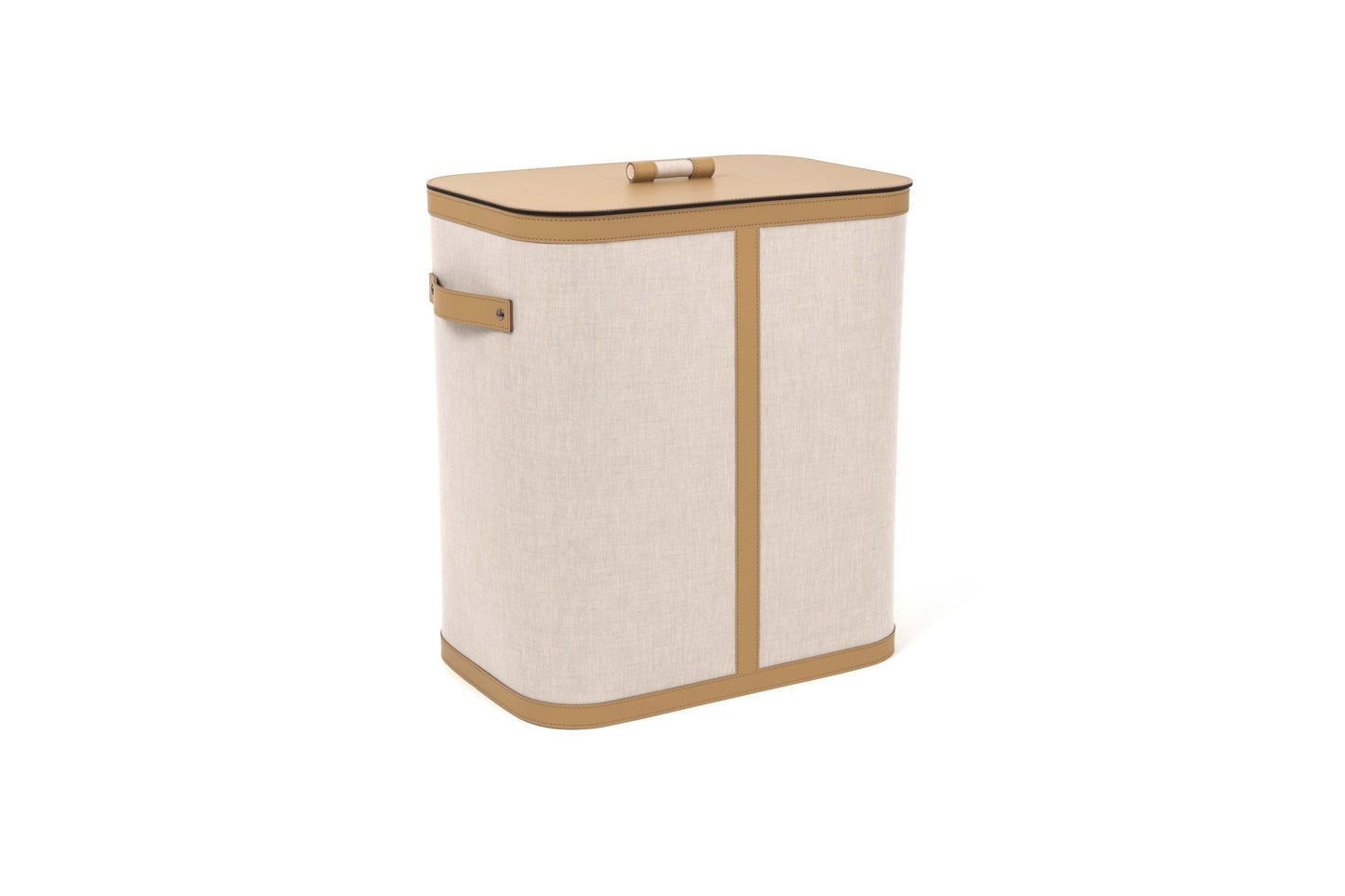 Pinetti Penelope | Recycled Leather & Cotton Baskets: Regenerated leather with ecru cotton exterior, available in multiple shapes and sizes with or without lids | Storage & Home Accessories / Baskets | 2Jour Concierge, your luxury lifestyle shop | luxury interiors, refined living, sustainable décor, boutique hotels, home organization, eco-luxury design, yacht décor, office décor, hospitality décor