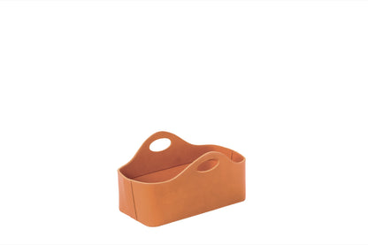 Aufbewahrungskorb aus Tau-Sattelleder mit Griffen