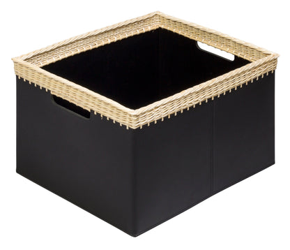 Riviere Como | Basket: Saddle leather and wicker construction with handles, available in multiple shapes and sizes, designed for refined storage or display | Storage / Storage Baskets & Boxes | 2Jour Concierge, your luxury lifestyle shop | luxury interiors, hospitality décor, elegant living, designer home accessories, boutique hotels, refined lifestyle, yacht décor, executive interiors