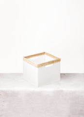 Como Leather and Wicker Basket, Square with Handles