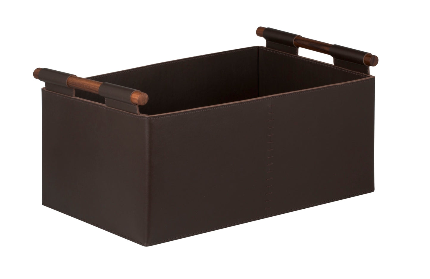 Riviere Jota | Rectangular Basket: Saddle leather with polished handles, offered in two versions — open interior or divided compartments — designed for elegant organisation and display | Storage / Storage Baskets & Boxes | 2Jour Concierge, your luxury lifestyle shop | luxury interiors, hospitality décor, elegant living, designer home accessories, boutique hotels, refined lifestyle, yacht décor, executive interiors