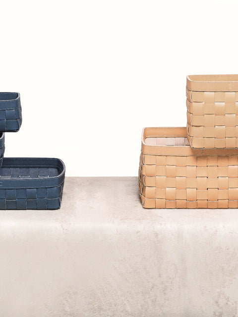 Rabitti 1969 Mondina Rectangular Woven Saddle Leather Storage Basket | Elegant and Functional Storage Solution | Crafted with High-Quality Saddle Leather | Explore a Range of Luxury Home Accessories at 2Jour Concierge, #1 luxury high-end gift & lifestyle shop