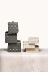 Mondina Square Woven Saddle Leather Storage Basket (tall)
