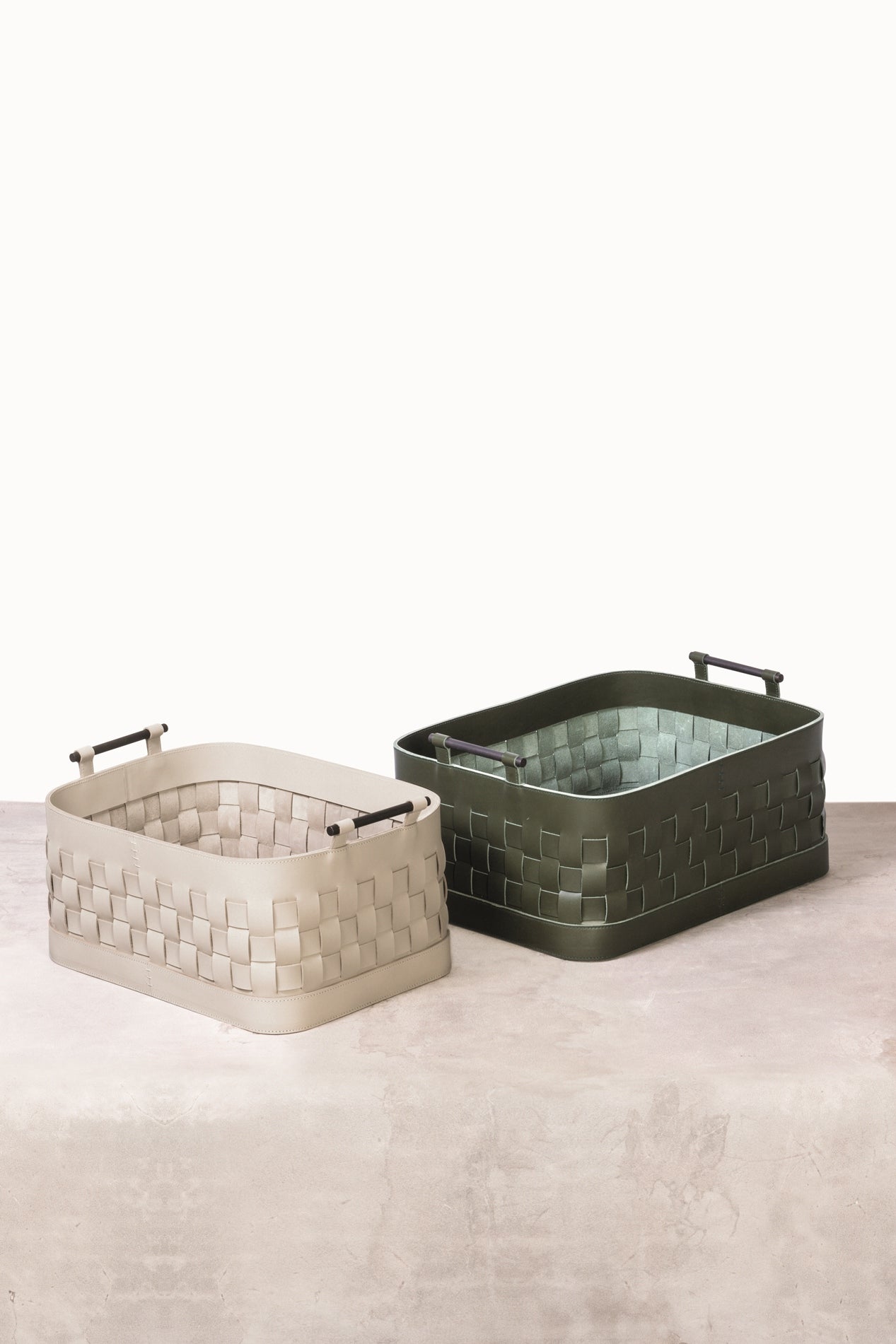 Rabitti 1969 Ravenna Rectangular Braided Water-Resistant Saddle Leather Storage Baskets | Elegant and Functional Storage Solution | Crafted with High-Quality Saddle Leather | Brushed Bronze Handles for a Touch of Luxury | Explore a Range of Luxury Home Accessories at 2Jour Concierge, #1 luxury high-end gift & lifestyle shop