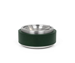 Luna Leather-Covered Steel Ashtray with Wooden Base