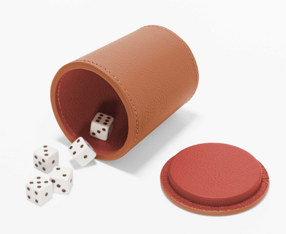 x Poltrona Frau Leather-Covered Dice Set With Tray