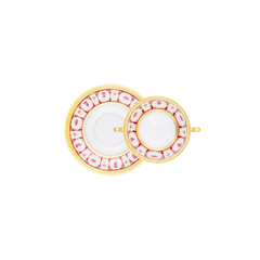 Roses d’Or Limoges Porcelain Cream Soup Bowl & Saucer