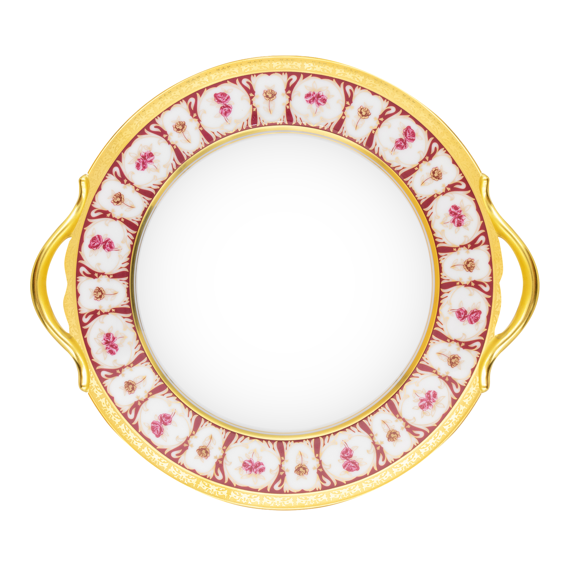 Haviland Parlon Roses d’Or | Round Cake Dish: Fine Limoges porcelain with floral and scroll motif and smooth, glazed finish, ideal for serving cakes, pastries, or tarts with elegance | Tableware & Serveware / Serving Dishes | 2Jour Concierge, your luxury lifestyle shop