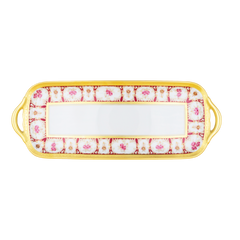 Roses d’Or Limoges Porcelain Cake Dish, Rectangular with Handles