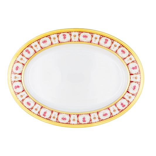Haviland Parlon Roses d’Or | Oval Platter (Medium): Fine Limoges porcelain with floral and scroll motif and smooth, glazed finish, ideal for fish, roasts, or composed dishes | Tableware & Serveware / Serving Dishes | 2Jour Concierge, your luxury lifestyle shop
