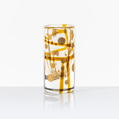 Cilindro Murano Glass Vase Tea with Gold Leaf