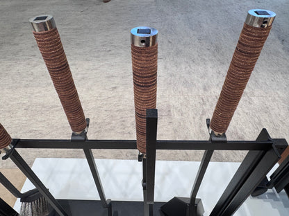 Megève Metal Fireplace Tool Set with Leather Grips