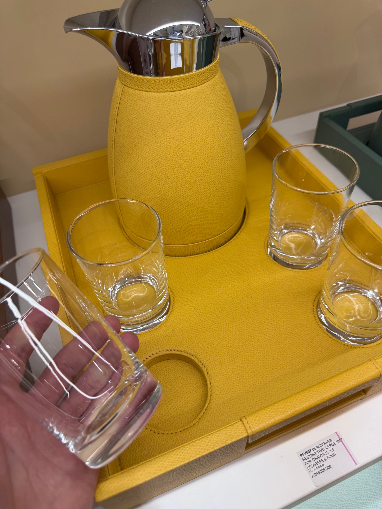 Beaubourg Nesting Tray Set w Chantilly Carafe & Four Fine Crystal Glasses