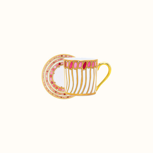 Robert Haviland & C. Parlon Syracuse Rose Coffee Cup & Saucer | Limoges porcelain coffee cup and matching saucer enriched with the delicate rose-and-pink motif for elegant moments | Tableware & Drinkware | 2Jour Concierge, your luxury lifestyle shop