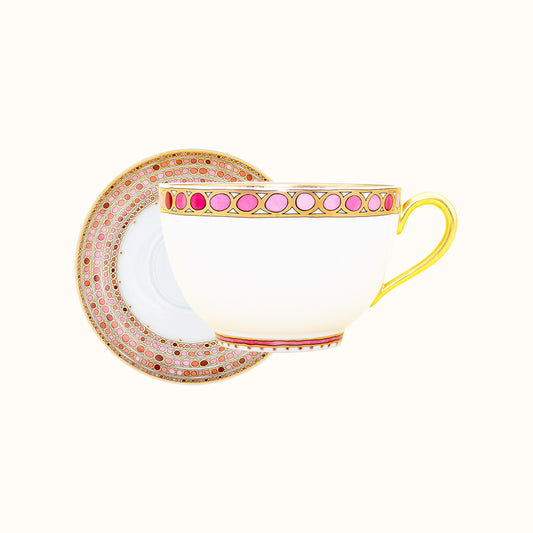 Robert Haviland & C. Parlon Syracuse Rose Breakfast Cup & Saucer | Limoges porcelain breakfast cup and saucer decorated with the classic rose-and-pink pattern for a refined start to the day | Tableware & Drinkware | 2Jour Concierge, your luxury lifestyle shop