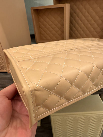 Elba Quilted Diamonds Leather Tissue Holder Rectangular