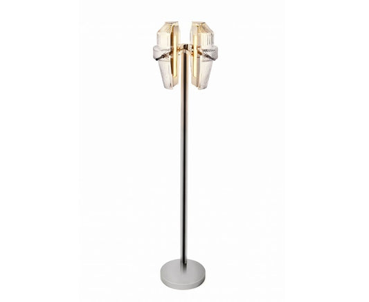 Matrice Nickel-Plated Finish Floor Lamp by Saint-Louis | Floor lamp with nickel-plated finish | Clear crystal in diamond- and bevel-cut | Japanese paper diffuser | Aluminium structure with nickel-plated finish | Inspired by moulds and casts | Collection: MATRICE | Color: CLEAR | Design: CONTEMPORARY | Designer: Kiki van Eijk | 12W LED | Class I | European and US electrical versions | Home Lighting and Floor Lamps | 2Jour Concierge, your luxury lifestyle shop