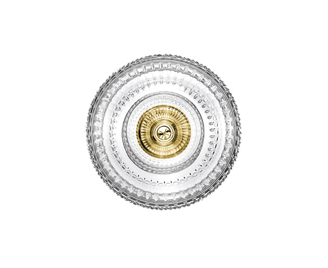 Matrice Ip44 Sconce by Saint-Louis | Small sconce in cut clear crystal (diamonds and bevels) | Certified IP 44, suitable for bathroom installation | Available in chrome plated or golden finish | Blown and cut in Saint-Louis-lès-Bitche, France | Inspired by moulds and casts | Collection: MATRICE | Color: CLEAR | Design: CONTEMPORARY | Designer: Kiki van Eijk | Home Lighting and Sconces | 2Jour Concierge, your luxury lifestyle shop