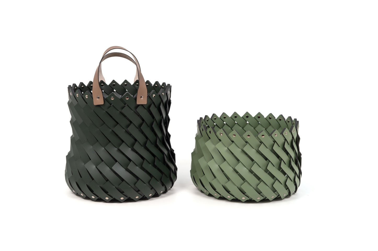 Pinetti × Antonio De Marco Almeria | Hand-Woven Leather Baskets: Eco-friendly washable leather baskets, hand-woven and available in multiple shapes and sizes, ideal for indoor and outdoor use | Storage & Outdoor / Baskets | 2Jour Concierge, your luxury lifestyle shop | luxury interiors, refined living, yacht décor, spa décor, outdoor elegance, boutique hotels, home organization, hospitality décor, office décor