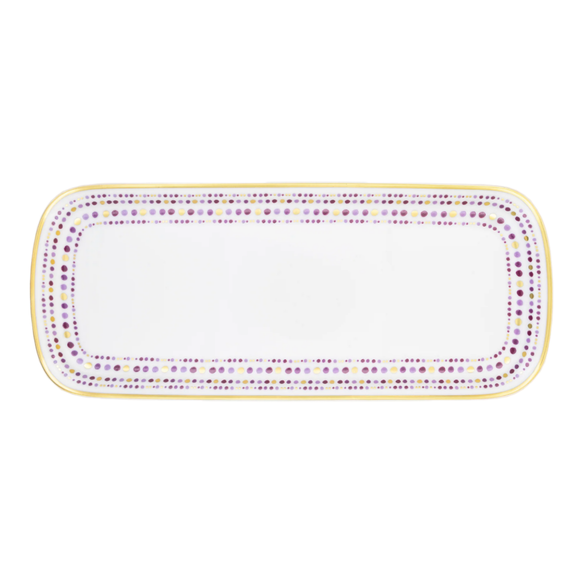 Robert Haviland & C. Parlon Villa Toscana | Rectangular Cake Dish: Fine Limoges porcelain with geometric border motif and smooth, glazed finish, perfect for sliced cakes, pastries, or tea-time presentation | Tableware & Serveware / Serving Dishes | 2Jour Concierge, your luxury lifestyle shop