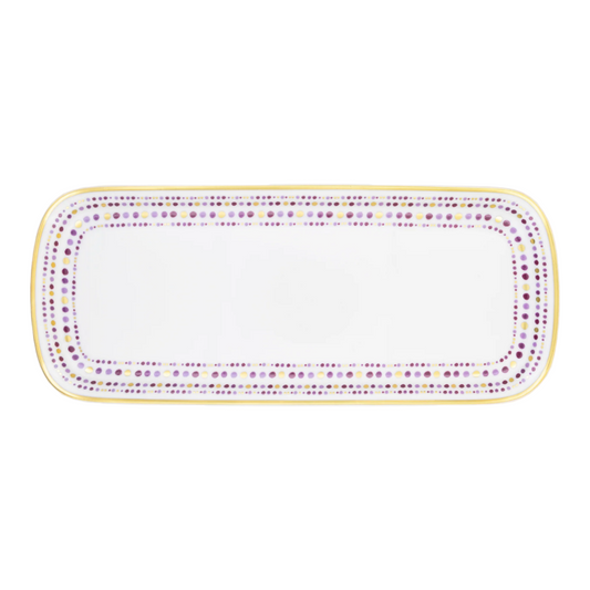 Robert Haviland & C. Parlon Villa Toscana | Rectangular Cake Dish: Fine Limoges porcelain with geometric border motif and smooth, glazed finish, perfect for sliced cakes, pastries, or tea-time presentation | Tableware & Serveware / Serving Dishes | 2Jour Concierge, your luxury lifestyle shop
