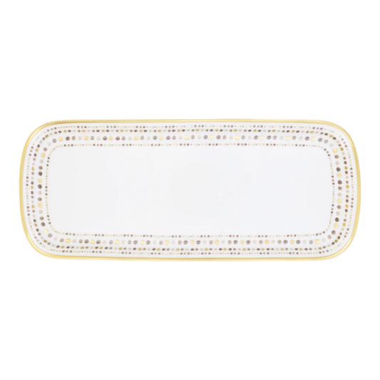Robert Haviland & C. Parlon Villa Toscana | Rectangular Cake Dish: Fine Limoges porcelain with geometric border motif and smooth, glazed finish, perfect for sliced cakes, pastries, or tea-time presentation | Tableware & Serveware / Serving Dishes | 2Jour Concierge, your luxury lifestyle shop