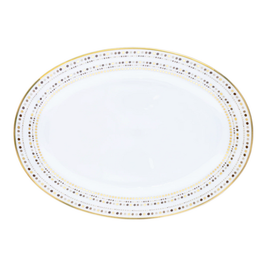 Robert Haviland & C. Parlon Villa Toscana | Oval Platter: Fine Limoges porcelain with geometric border motif and smooth, glazed finish, available in two sizes for roasts, fish, or composed dishes | Tableware & Serveware / Serving Dishes | 2Jour Concierge, your luxury lifestyle shop