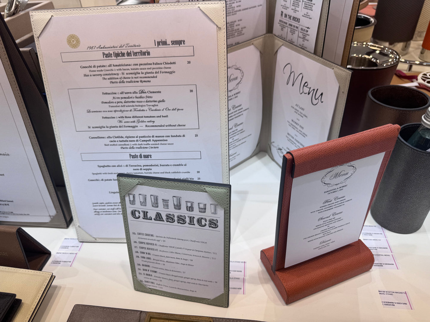 Tavola Leather-Covered Stand Menu Holder