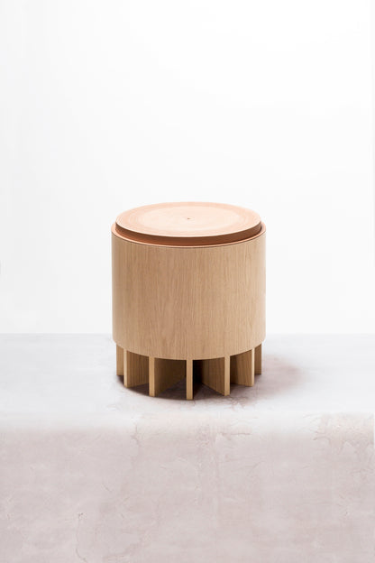 Rabitti 1969 Cruz Stool | Laminated wood structure with a rolled saddle leather insert on top | Designed by Simone Fanciullacci | Elegant and minimalist design | Home Decor and Furniture | 2Jour Concierge, your luxury lifestyle shop