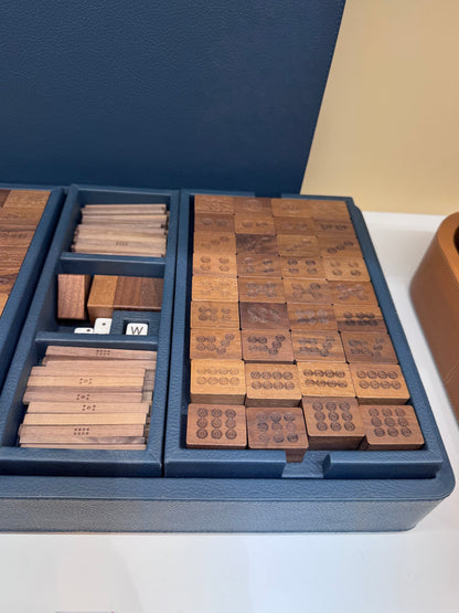 x Poltrona Frau Leather-Covered Wood Mahjong Set