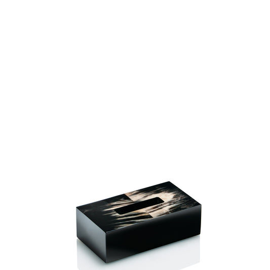 Armida Tissue Box Holder by Arcahorn | Crafted from dark horn and wood with a lacquered black gloss finish. | Home Decor and Accessories | 2Jour Concierge, your luxury lifestyle shop