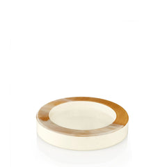 Adele Horn and Wood Wine Coaster with Lacquered Ivory Gloss Finish Round