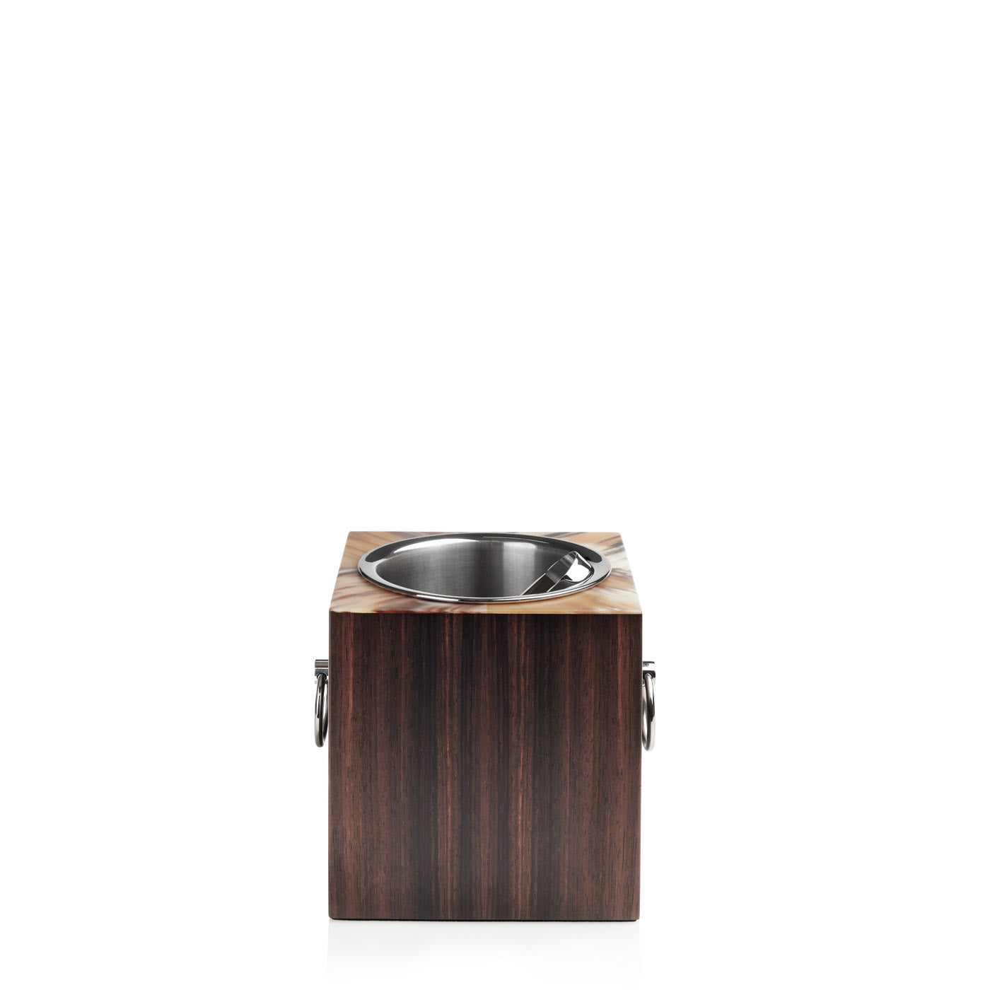 Artide Glossy Horn and Matte Amara Ebony Ice Bucket with Ice Tongs