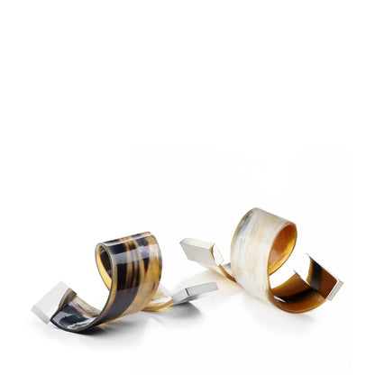 Mirea Napkin Rings by Arcahorn | Set of 2 napkin rings in horn and stainless steel | Home Decor and Table Accessories | 2Jour Concierge, your luxury lifestyle shop