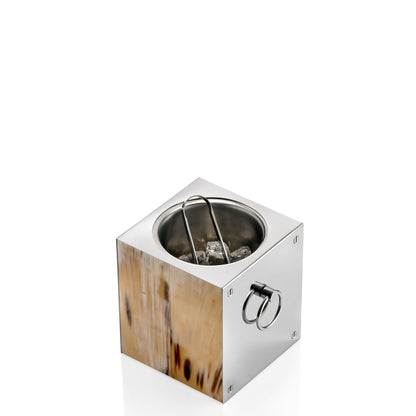 Polar Ice Bucket by Arcahorn | Made of horn and stainless steel with exposed screws. Includes removable bucket liner and stainless steel ice tongs | Barware and Ice Buckets | 2Jour Concierge, your luxury lifestyle shop