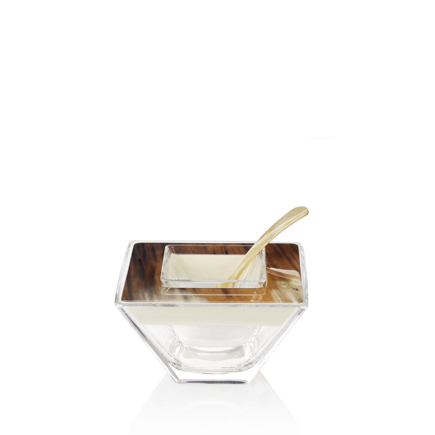 Sterlet Caviar Bowl by Arcahorn | Crafted from horn, wood with lacquered ivory gloss finish, and Venetian glass. Includes a caviar spoon in horn. | Tableware and Serveware | 2Jour Concierge, your luxury lifestyle shop