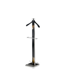 Levanzo Black Gloss Wood & Steel Clothes Valet with Dark Horn Inlays