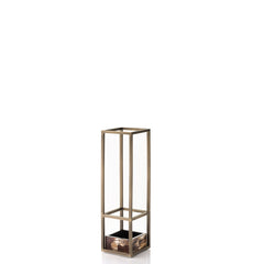 Pluvio Burnished Brass Umbrella Stand: Matte Black Lacquered Wood Base with Matte Horn Inlays