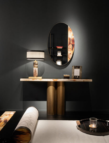 Arcahorn Andria | Console Table: Glossy black lacquered wood with horn detailing and burnished brass accents, designed as a refined architectural element for sophisticated interiors | Furniture / Consoles | 2Jour Concierge, your luxury lifestyle shop