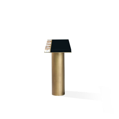 Arcahorn Andria | Console Table: Glossy black lacquered wood with horn detailing and burnished brass accents, designed as a refined architectural element for sophisticated interiors | Furniture / Consoles | 2Jour Concierge, your luxury lifestyle shop
