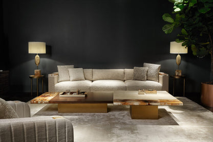 Arcahorn Dorian | Side Table: Glossy horn top with burnished brass structure and glossy finish, ideal as an elegant accent table beside seating or in refined living spaces | Furniture / Side Tables | 2Jour Concierge, your luxury lifestyle shop