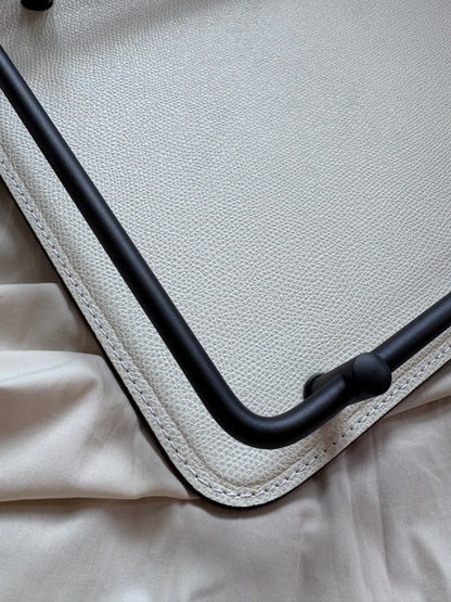 Rondò Leather-Covered Metal Tray Rectangular with Brass Frame and Handles