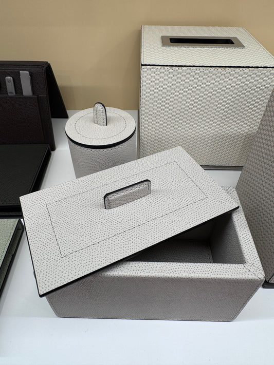 Leather-Covered Make Up Pads Holder