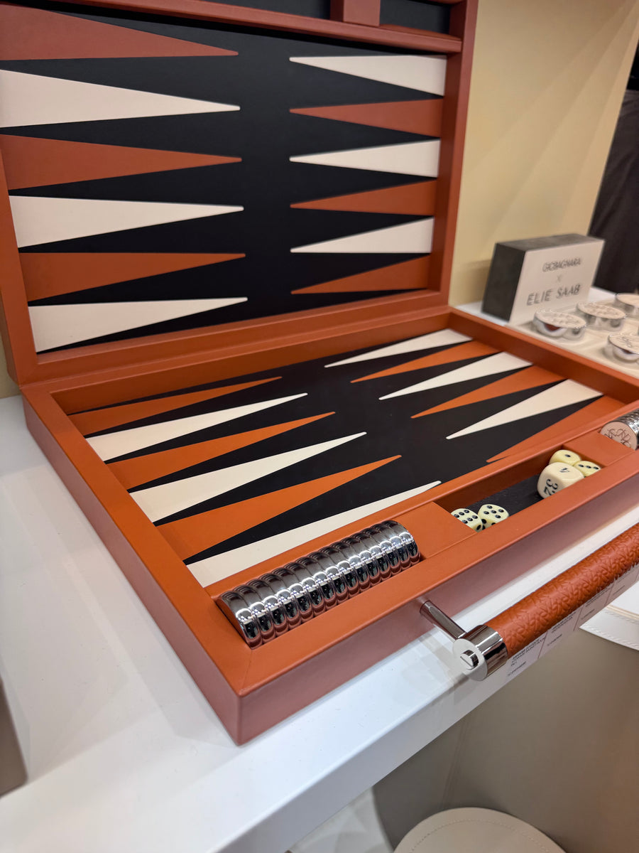 x Elie Saab Monogram Leather-Covered Backgammon Case w Handles