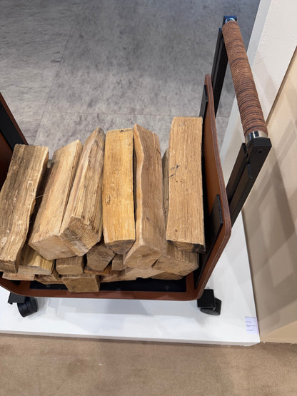 Megève Metal Leather-Insert Firewood Trolley With Wheels