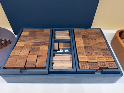 x Poltrona Frau Leather-Covered Wood Mahjong Set